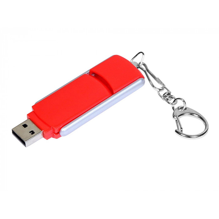Флешка промо прямоугольной формы, выдвижной механизм, 16 Гб, красный