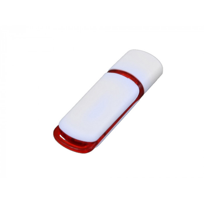 Флешка 3.0 промо прямоугольной классической формы с цветными вставками, 128 Гб, белый/красный