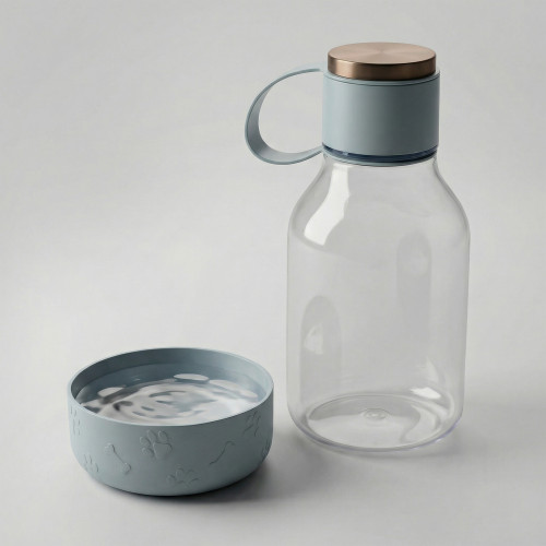 Бутылка для воды 2-в-1 Dog Bowl Bottle со съемной миской для питомцев, 1500 мл, голубой