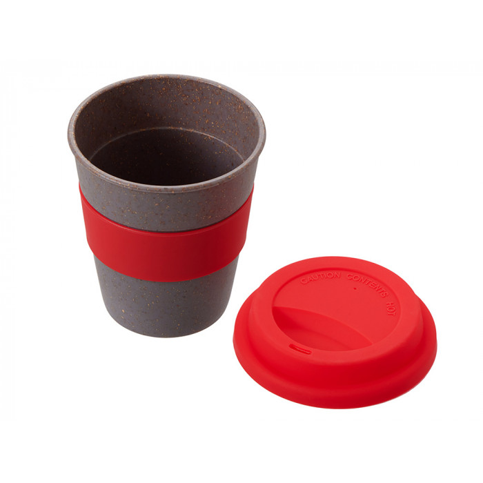 Стакан с силиконовой крышкой Cafe, красный