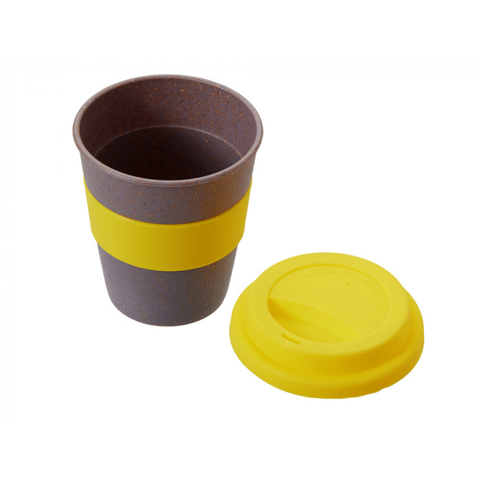 Стакан с силиконовой крышкой Cafe, желтый