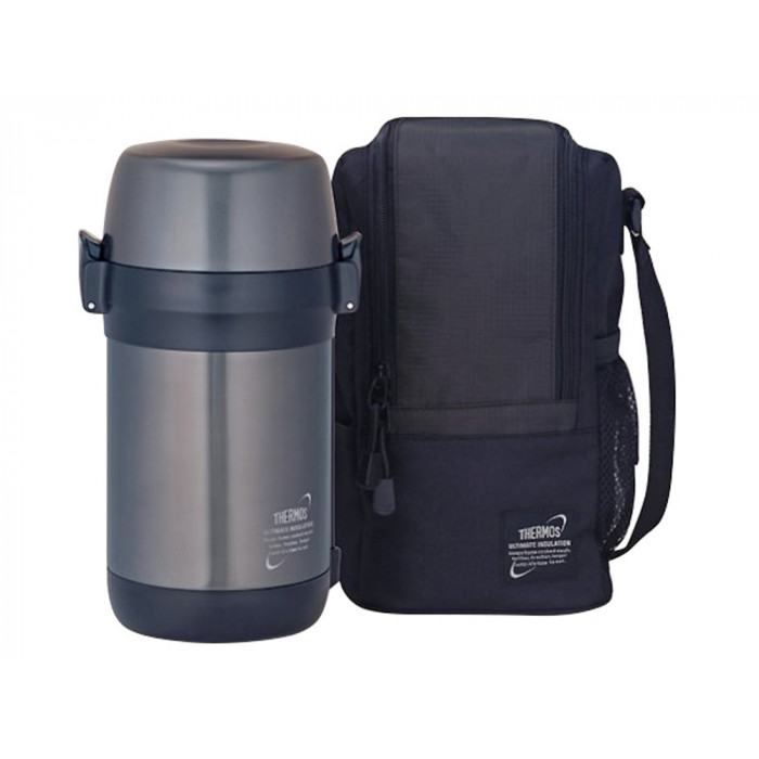 Термос из нерж.стали с пластиковыми контейнерами и ложкой тм THERMOS JLS-1601 Food 1.6L, серый