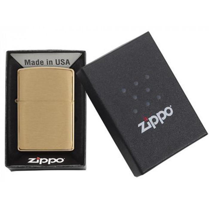 Зажигалка ZIPPO с покрытием Brushed Brass, латунь/сталь, золотистая, матовая, 38x13x57 мм