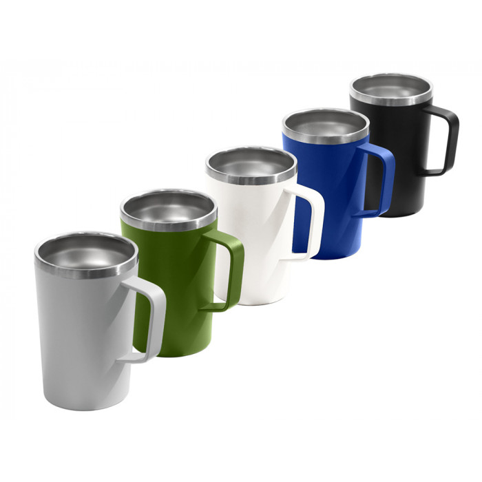 Стальная кружка с двойными стенками и порошковым покрытием Tibet, белый