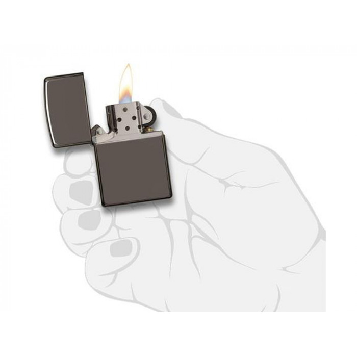 Зажигалка ZIPPO Classic с покрытием Black Ice, латунь/сталь, чёрная, глянцевая, 38x13x57 мм