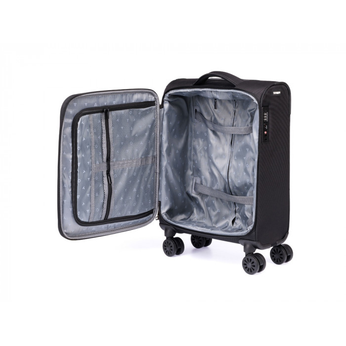 Чемодан TORBER Brosno, чёрный, нейлон 600D, 36,5 х 14 х 54 см, 32 л