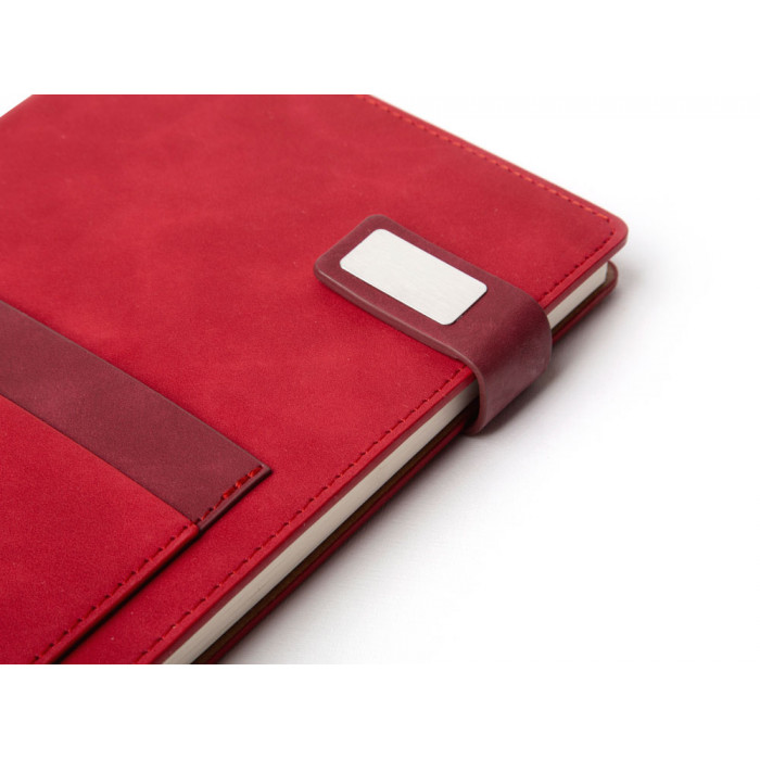 Бизнес блокнот А5 Freya с клапаном и карманом для визиток, твердая обложка, 128 листов, красный и бор