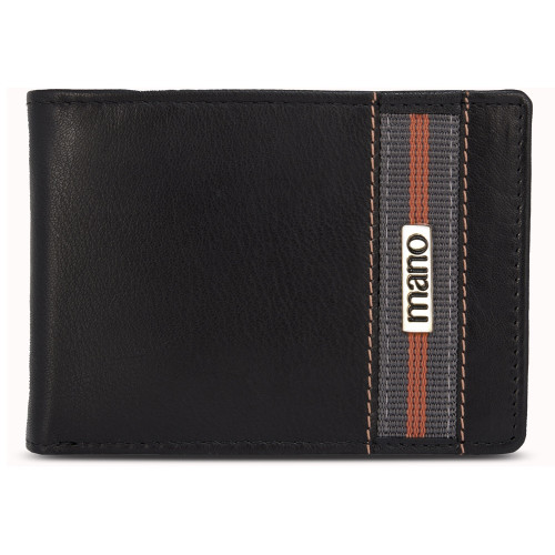 Бумажник Mano Don Leonardo, с RFID защитой, натуральная кожа в черном цвете, 12,5 х 2,5 х 9 см