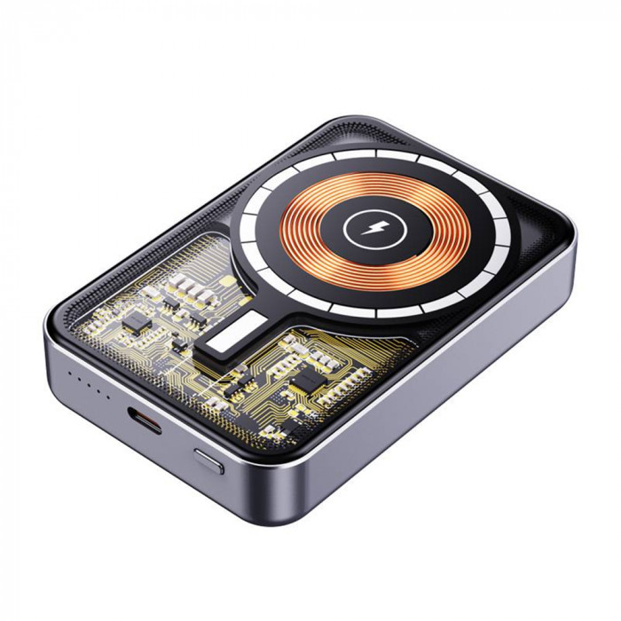 Магнитный внешний аккумулятор Proton с беспроводной зарядкой (15W), 10000 Mah, графитовый