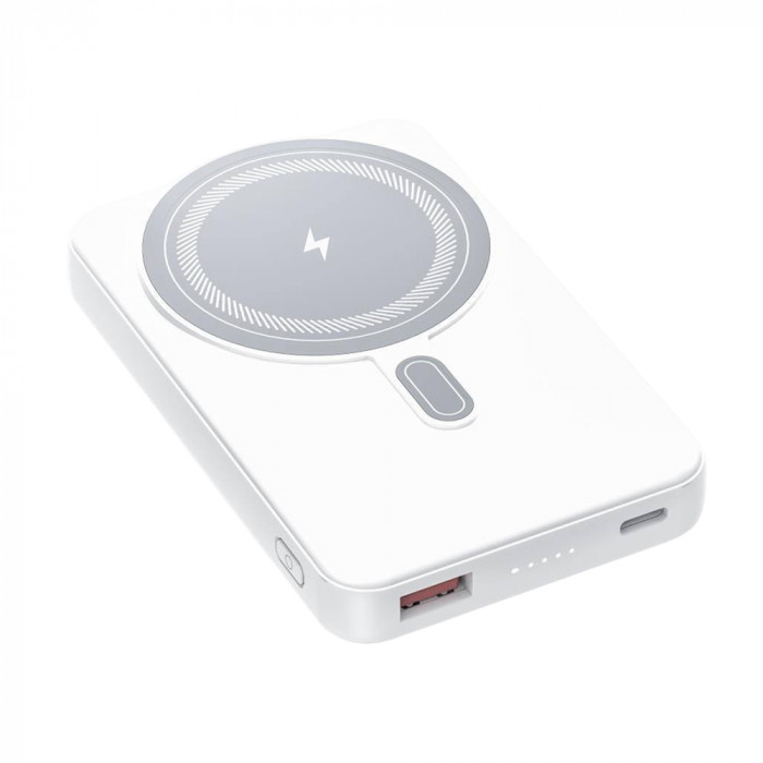 Магнитный внешний аккумулятор Axion с беспроводной зарядкой (15W), 10000 Mah, белый