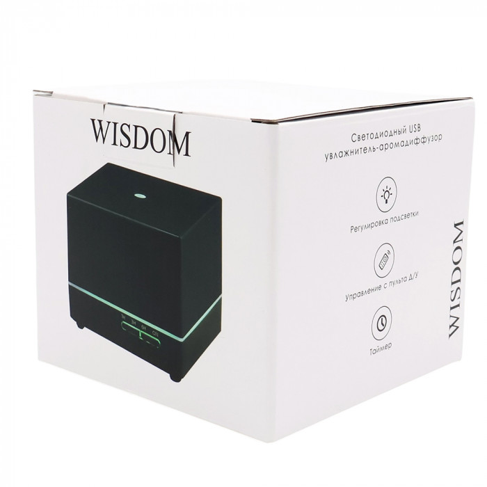 Светодиодный увлажнитель Wisdom с подсветкой гравировки, черный