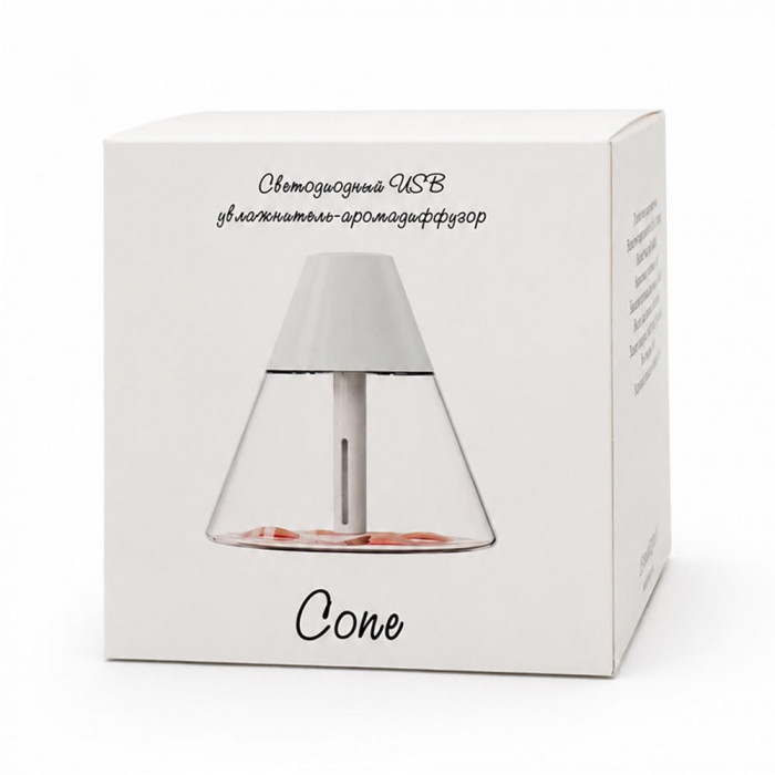 Светодиодный USB увлажнитель-аромадиффузор Cone, белый