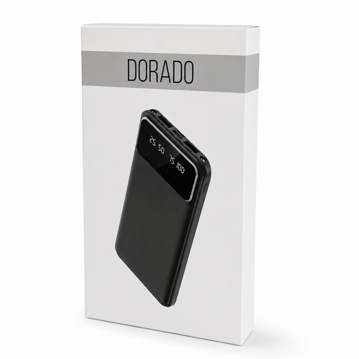 Внешний аккумулятор Dorado 10 000 mAh с фонариком, черный