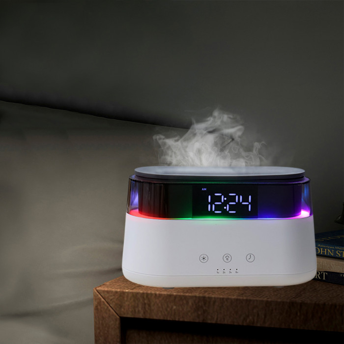 Светодиодный USB увлажнитель-ароматизатор Brava с часами с RGB подсветкой