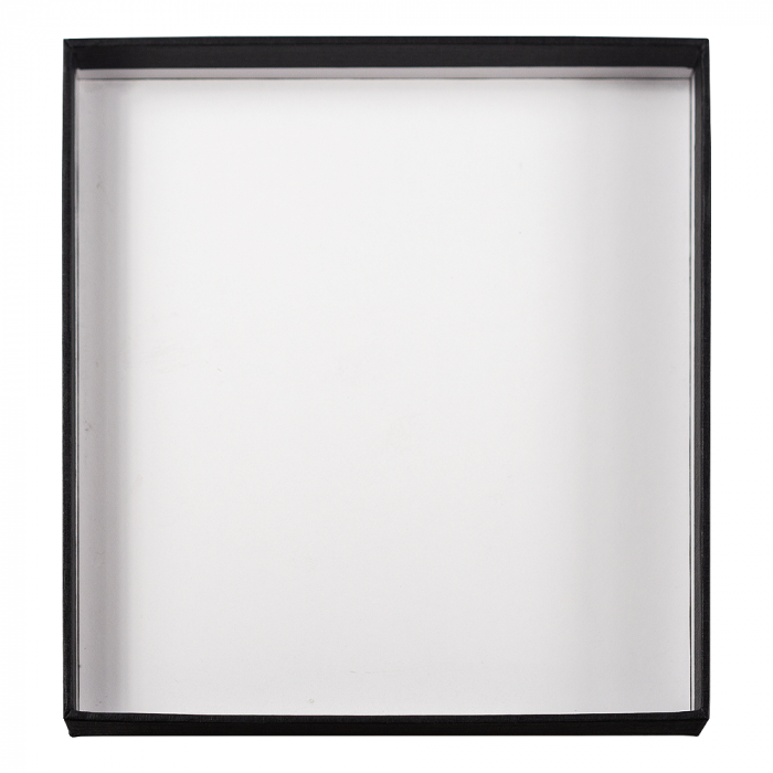 Коробка подарочная, размер 16*14*2 см, Solution Superior Linen, черная, бежевый ложемент с прямоугольной вырубкой