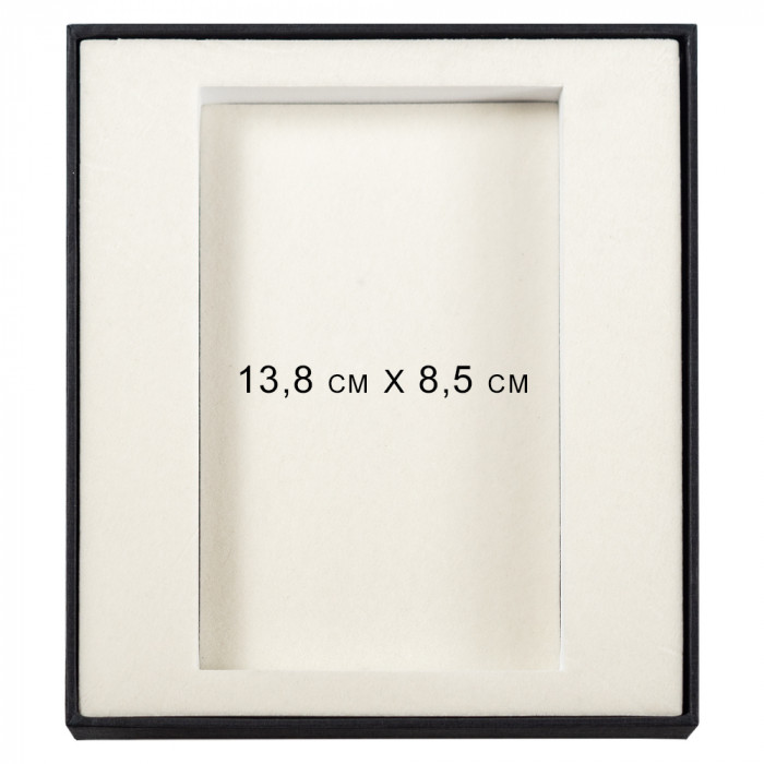 Коробка подарочная, размер 16*14*2 см, Solution Superior Linen, черная, бежевый ложемент с прямоугольной вырубкой