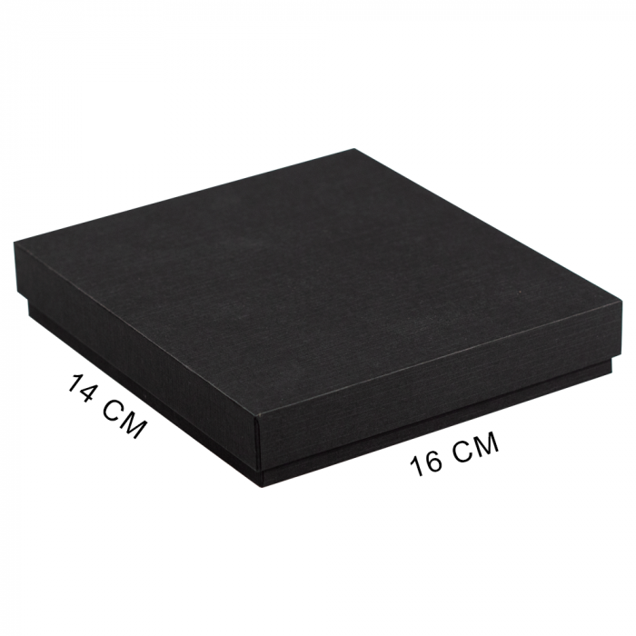 Коробка подарочная, размер 16*14*2 см, Solution Superior Linen, черная, бежевый ложемент под индивидуальную вырубку