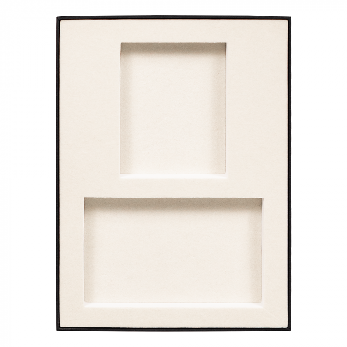 Коробка подарочная, размер 24*17,5*3 см, Solution Superior Linen, черная, бежевый ложемент под два прямоугольных предмета