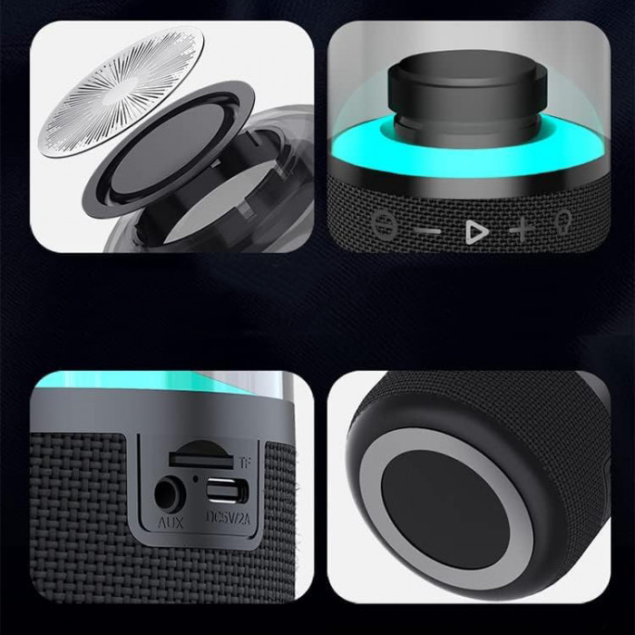 Колонка беспроводная MyTone Mega Bass со светомузыкой, черная