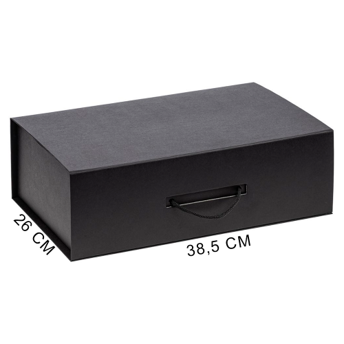 Подарочная коробка, размер 38,5*26*10,5 см, Solution Prestige Big Case Soft с магнитным клапаном и ручкой , с EVA ложементом 36,8*25,1*4 см под индивидуальную вырубку  , черная,