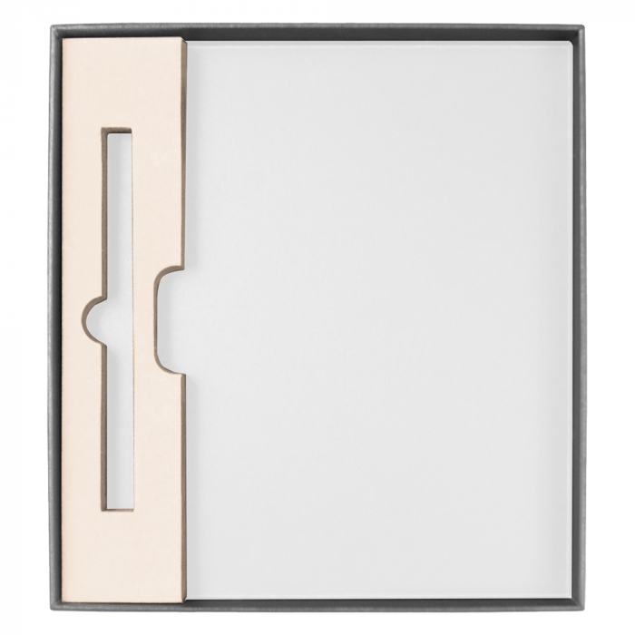 Коробка подарочная, размер  203*220*30 мм,  Solution Gift Linen  для ежедневника и ручки, серебро