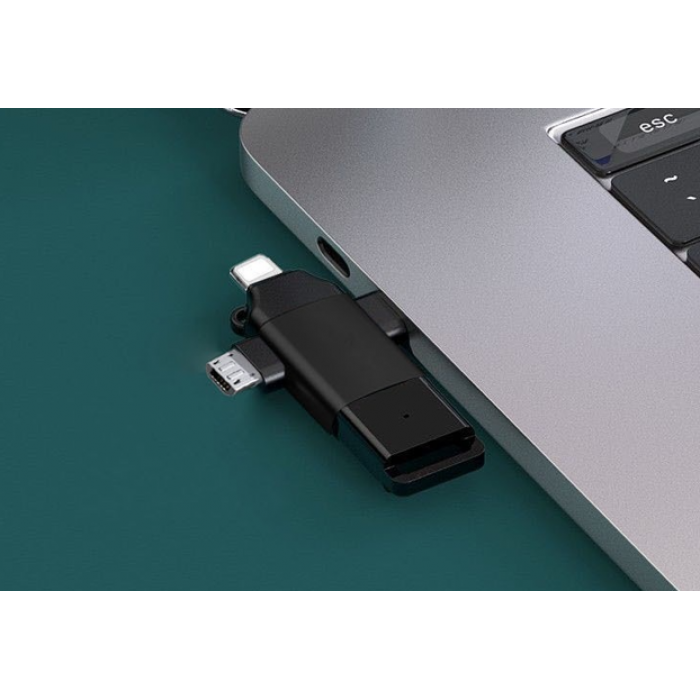 Переходник (адаптер) OTG 4 в 1 (micro USB, Lightning, Type C, USB A, speed up to 5 gigabit
