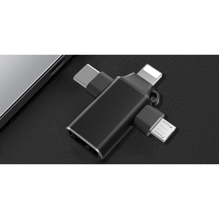 Переходник (адаптер) OTG 4 в 1 (micro USB, Lightning, Type C, USB A, speed up to 5 gigabit