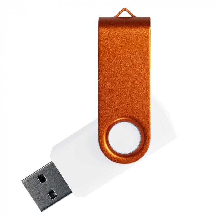 Флеш накопитель USB 2.0 Twister Сolor Mix 16GB, пластик Софт Тач/металл, белый/оранжевый