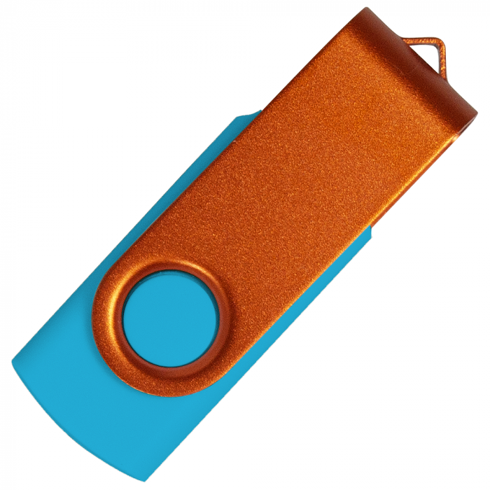 Флеш накопитель USB 2.0 Twister Сolor Mix 16GB, пластик Софт Тач/металл, голубой/оранжевый