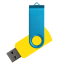 Флеш накопитель USB 2.0 Twister Сolor Mix 16GB, пластик Софт Тач/металл, желтый/голубой