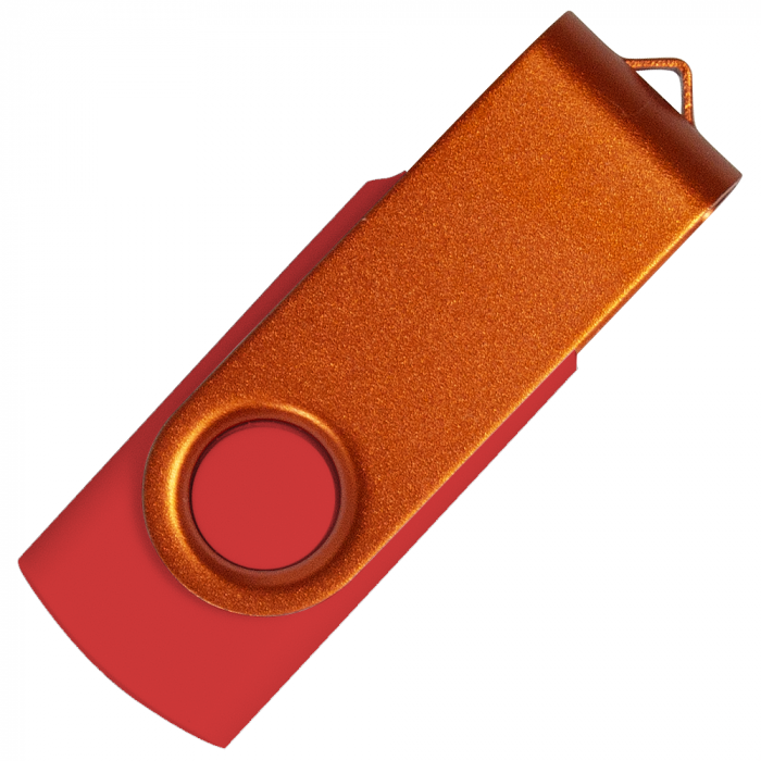 Флеш накопитель USB 2.0 Twister Сolor Mix 16GB, пластик Софт Тач/металл, красный/оранжевый