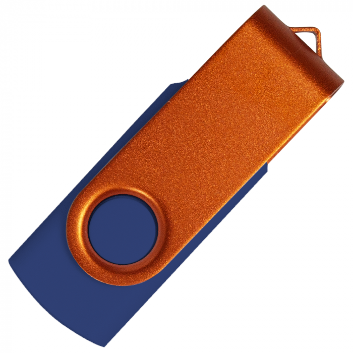 Флеш накопитель USB 2.0 Twister Сolor Mix 16GB, пластик Софт Тач/металл, темно-синий/оранжевый