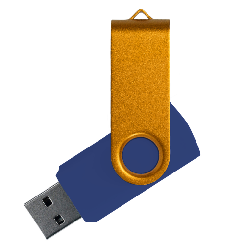 Флеш накопитель USB 2.0 Twister Сolor Mix 16GB, пластик Софт Тач/металл, темно-синий/золотистый