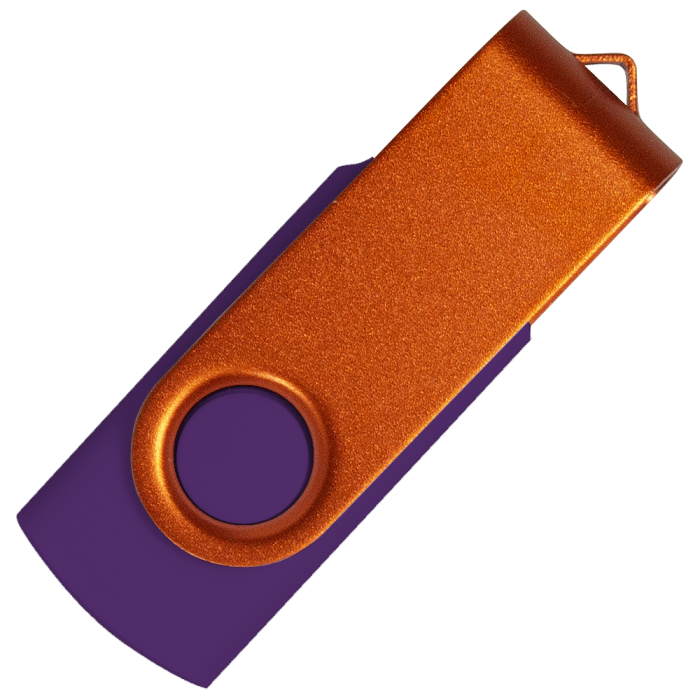 Флеш накопитель USB 2.0 Twister Сolor Mix 16GB, пластик Софт Тач/металл, фиолетовый/оранжевый