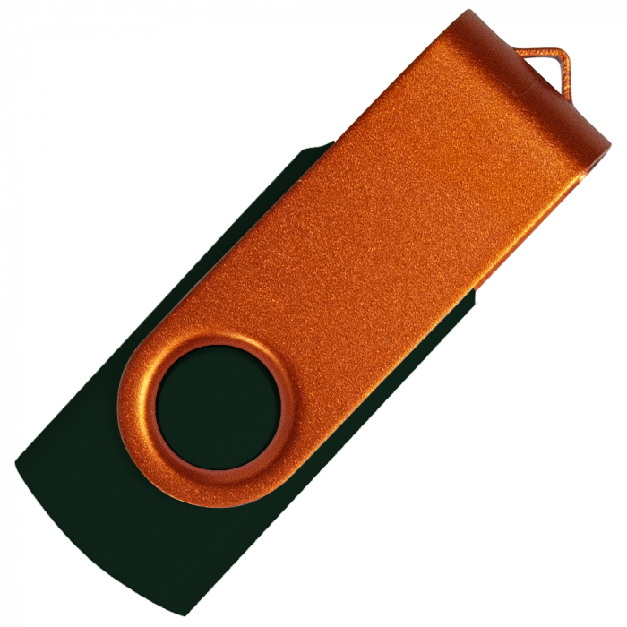 Флеш накопитель USB 2.0 Twister Сolor Mix 16GB, пластик Софт Тач/металл, черный/оранжевый