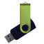 Флеш накопитель USB 2.0 Twister Сolor Mix 16GB, пластик Софт Тач/металл, черный/светло-зеленый