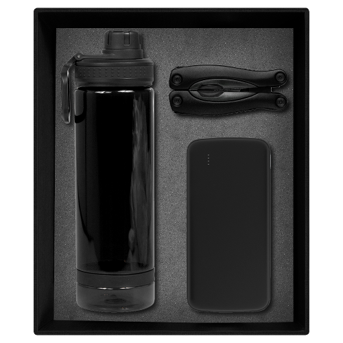 Набор подарочный Solution Prestige Trio (внешний аккумулятор, мультитул, бутылка для воды), черный Набор подарочный Solution Prestige Trio (внешний аккумулятор, мультитул, бутылка для воды), черный