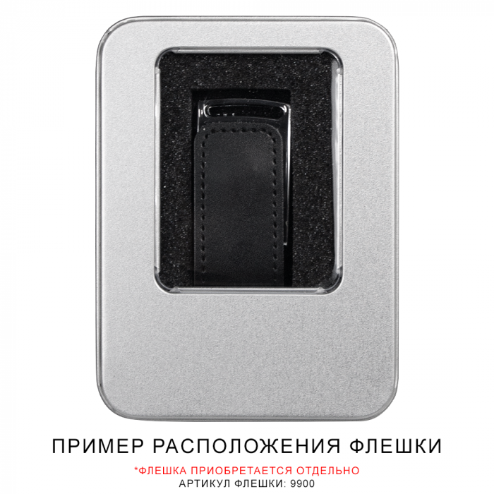 Футляр Shine для флеш накопителя металлический, размер 11,5*8,5 см, серебристый
