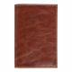 Обложка для автодокументов Leather Sky Matt Sun из натуральной кожи, коричневая с белой прострочкой Обложка для автодокументов Leather Sky Matt Sun из натуральной кожи, коричневая с белой прострочкой