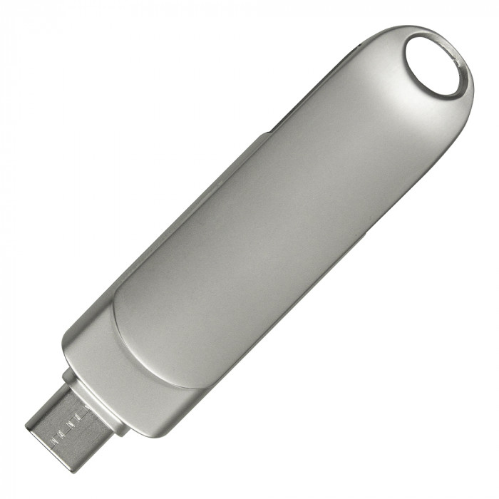 Флеш накопитель USB 3.0 + TYPE C Cupertino, металл, серебристый матовый, 32 GB