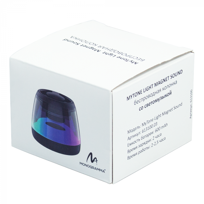 Колонка беспроводная MyTone Light  Magnet Sound, со светомузыкой, черная