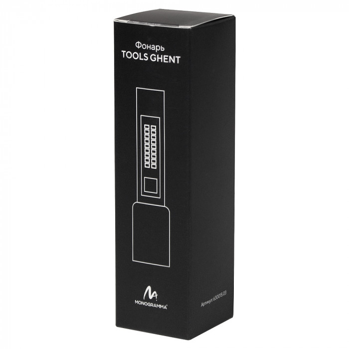 Фонарь Tools Ghent, алюминиевый, аккумуляторный, с зарядкой type-c, черный