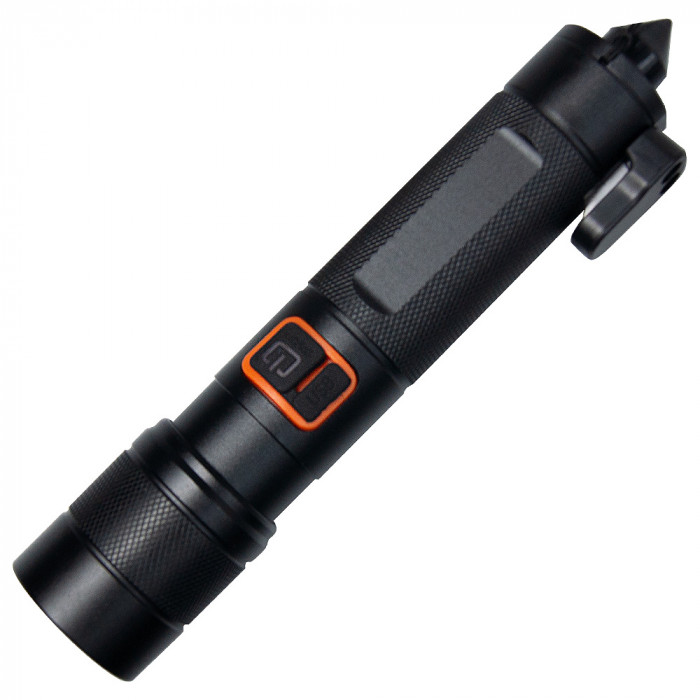 Фонарь Tools Jacob, алюминиевый, аккумуляторный, с зарядкой type-c, с молотком, черный
