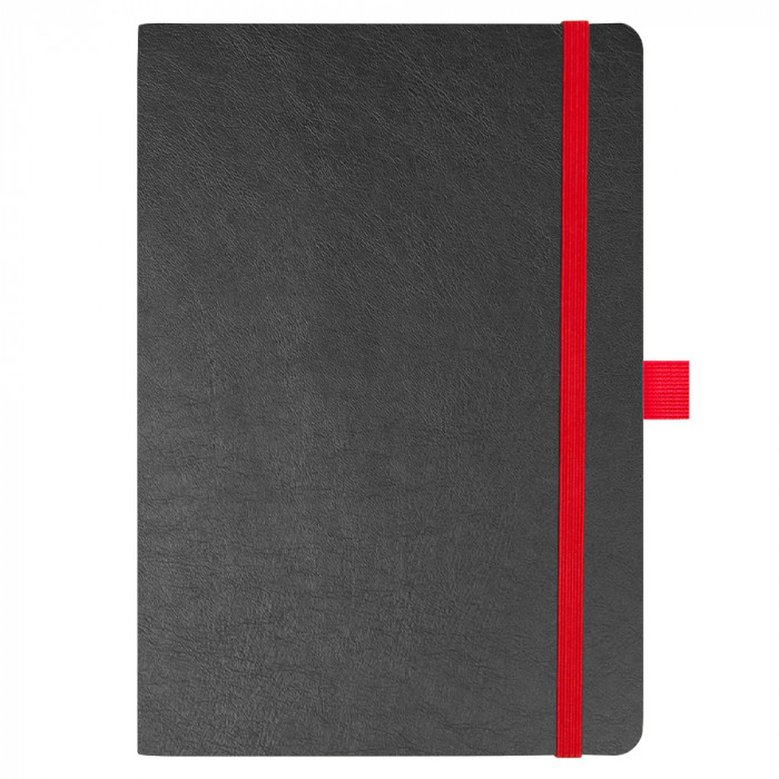Блокнот Flexy Forest Urban Soft leather  А5, недатированный, с резинкой и петлей для ручки, в гибкой обложке, черно-красный