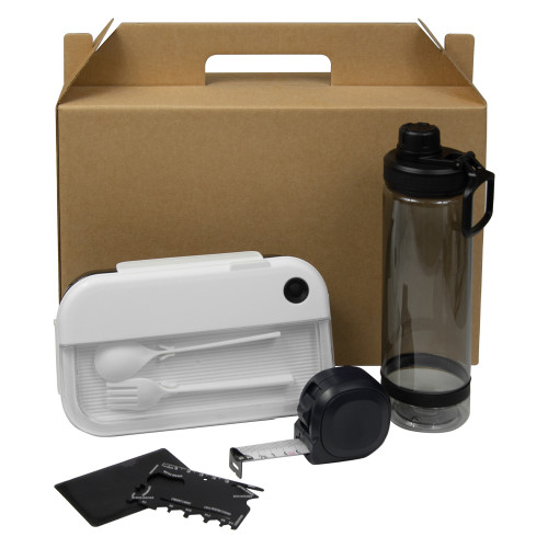 Набор подарочный Solution Everyday Kit Quattro (мультитул, рулетка, ланч бокс, бутылка для воды), черный Набор подарочный Solution Everyday Kit Quattro (мультитул, рулетка, ланч бокс, бутылка для воды), черный