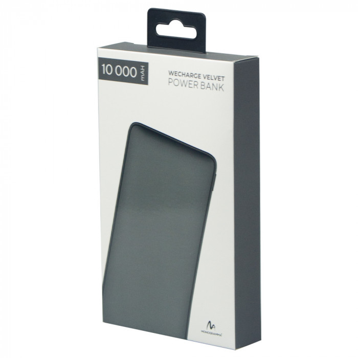 Внешний аккумулятор (powerbank) «WeCharge Velvet», 10 000 mAH, 5V -2A , c цифровым дисплеем для контроля заряда, серый