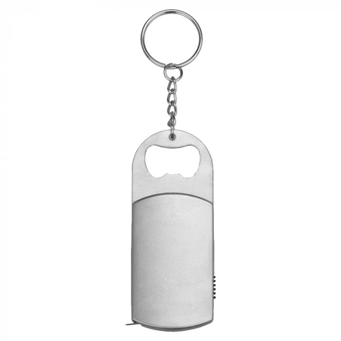 Брелок-открывашка с фонариком и рулеткой, 1 м, Tools Opener, серебристый