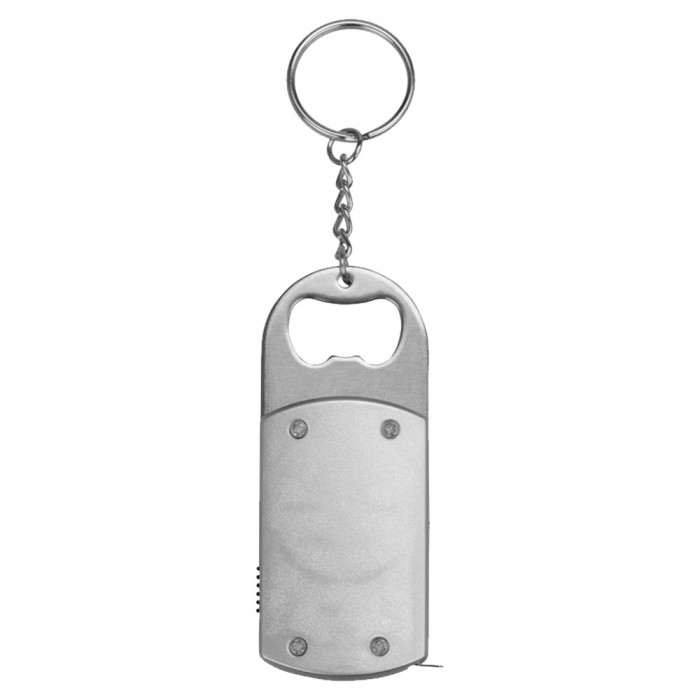 Брелок-открывашка с фонариком и рулеткой, 1 м, Tools Opener, серебристый