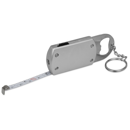 Брелок-открывашка с фонариком и рулеткой, 1 м, Tools Opener, серебристый Брелок-открывашка с фонариком и рулеткой, 1 м, Tools Opener, серебристый