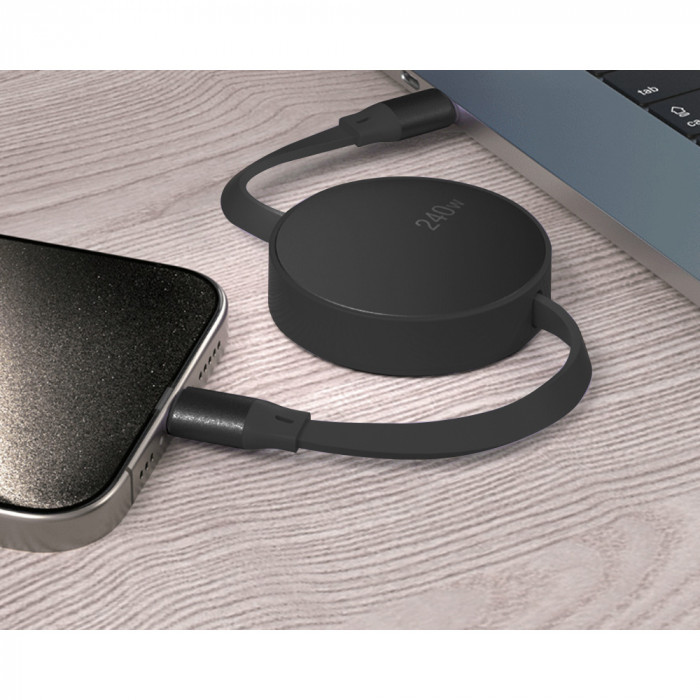 Кабель зарядный скоростной USB High Energy 2-в-1, Type-C ,  PD 240W , Quick Charge, черный